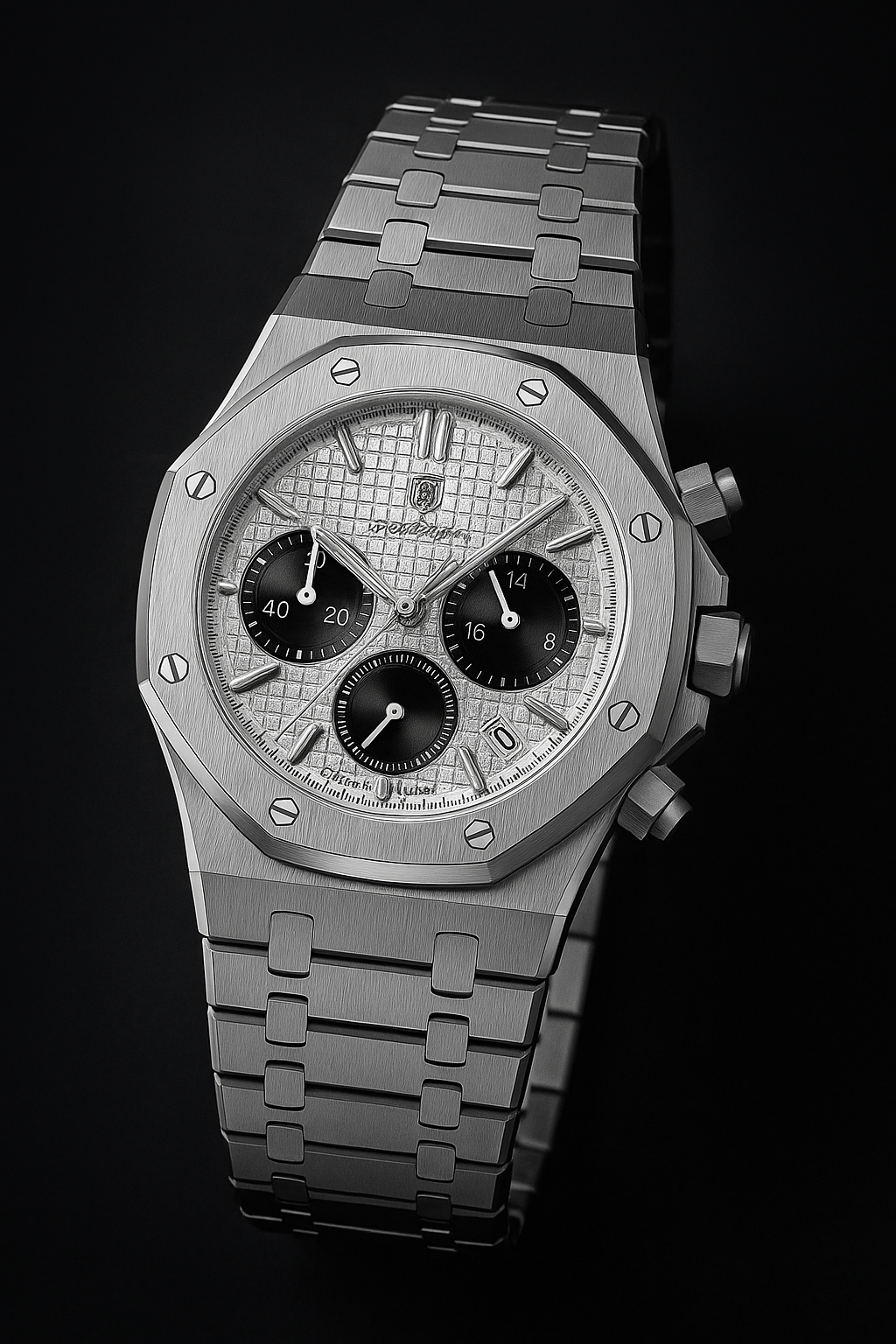 SILVER BAND/BEZEL WITH WHITE DIAL -  TIMEPIECE BY POEDAGAR