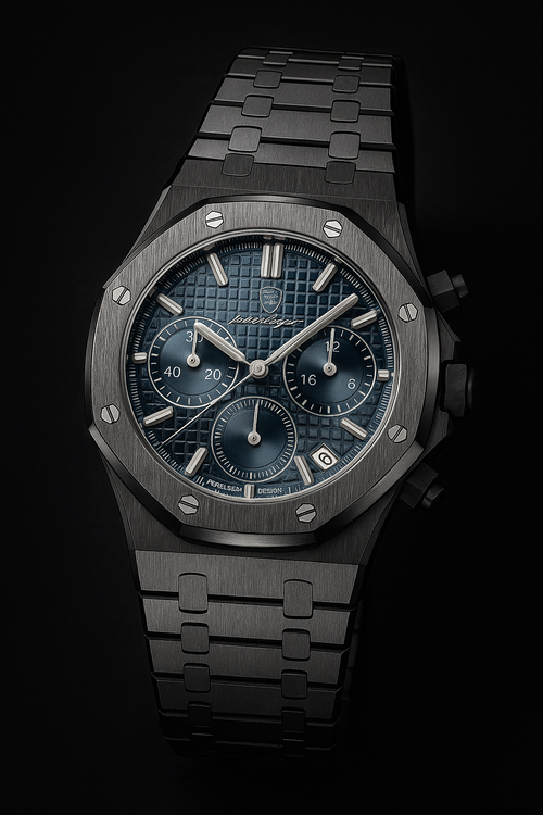 ALL BLACK BAND/BEZEL WITH BLUE DIAL -  TIMEPIECE BY POEDAGAR