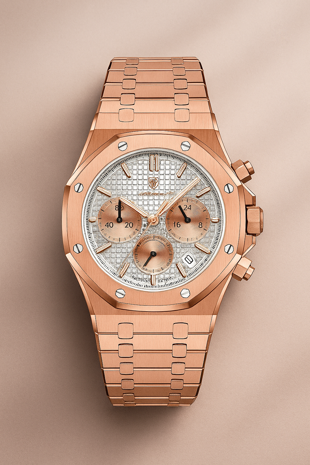 ROSE GOLD BAND/BEZEL WITH WHITE DIAL - TIMEPIECE BY POEDAGAR