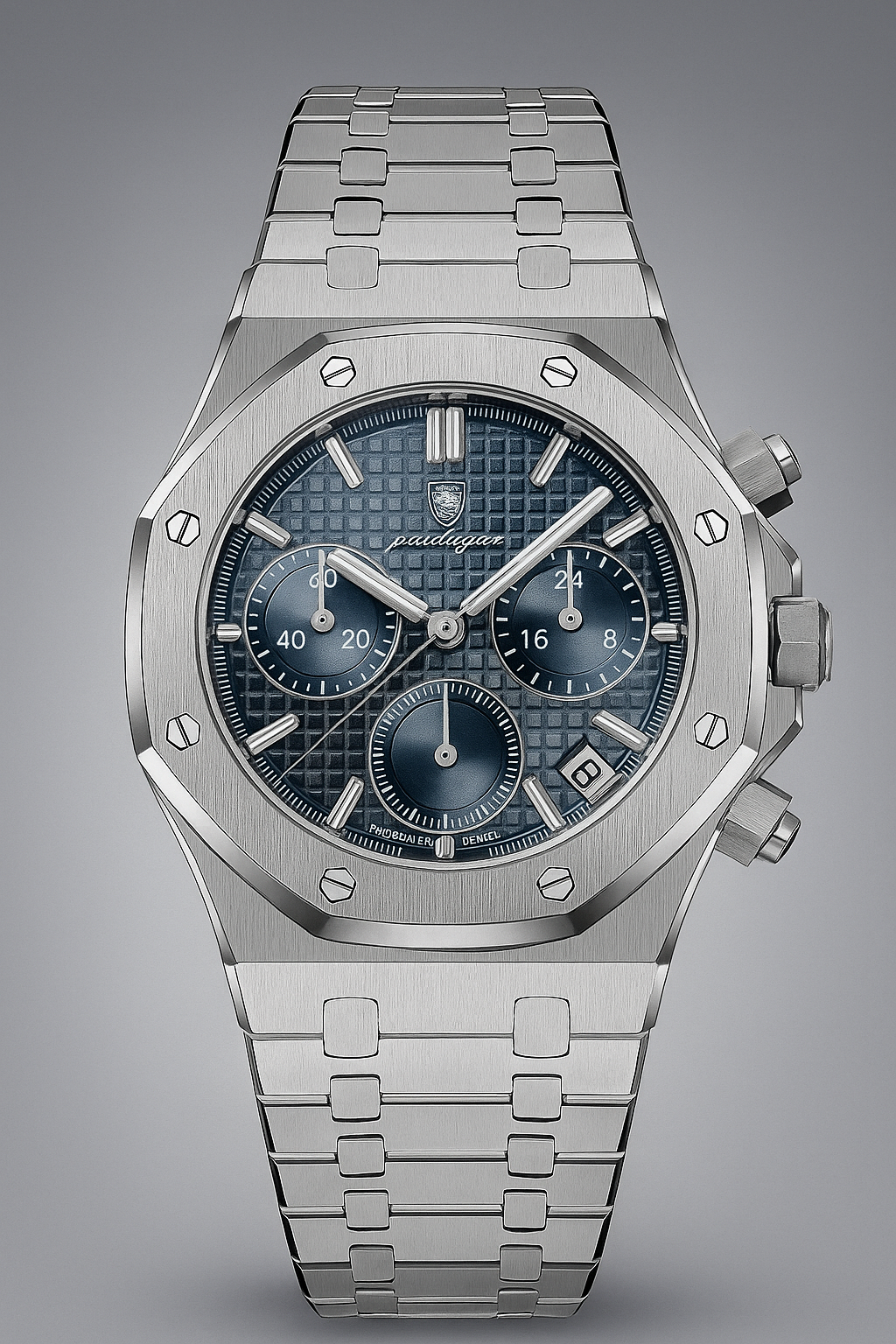SILVER BAND/BEZEL WITH BLUE DIAL - TIMEPIECE BY POEDAGAR