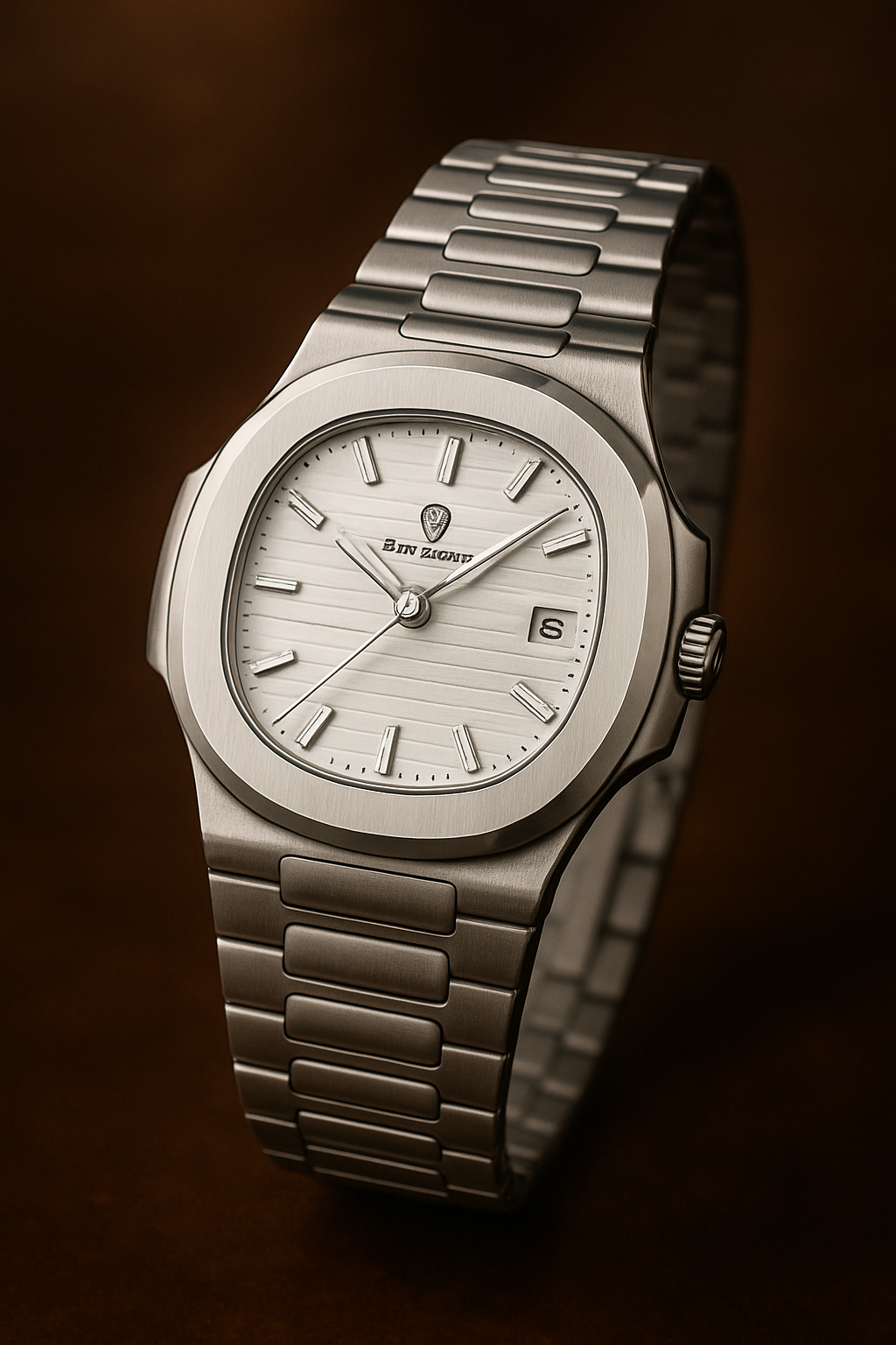 SILVER BAND/ROUNDED-SQUARE BEZEL WITH WHITE DIAL - TIMEPIECE BY POEDAGAR