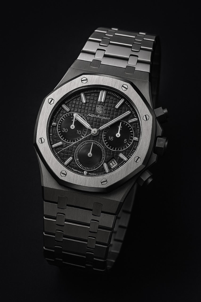 ALL BLACK BAND/ BEZEL/ DIAL - TIMEPIECE BY POEDAGAR